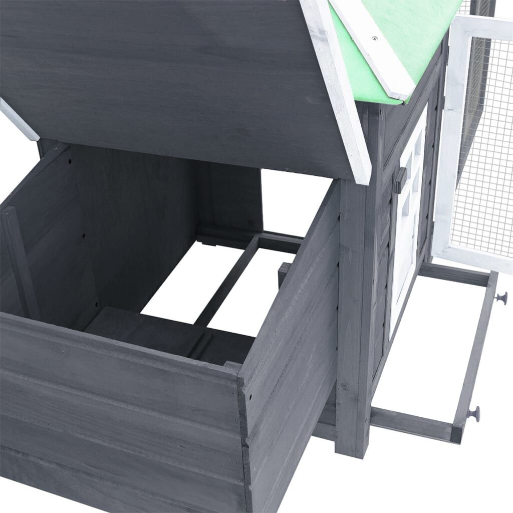Vidaxl Gallinero Con Ponedero Madera Maciza Abeto Gris 190x72x102 Cm_3