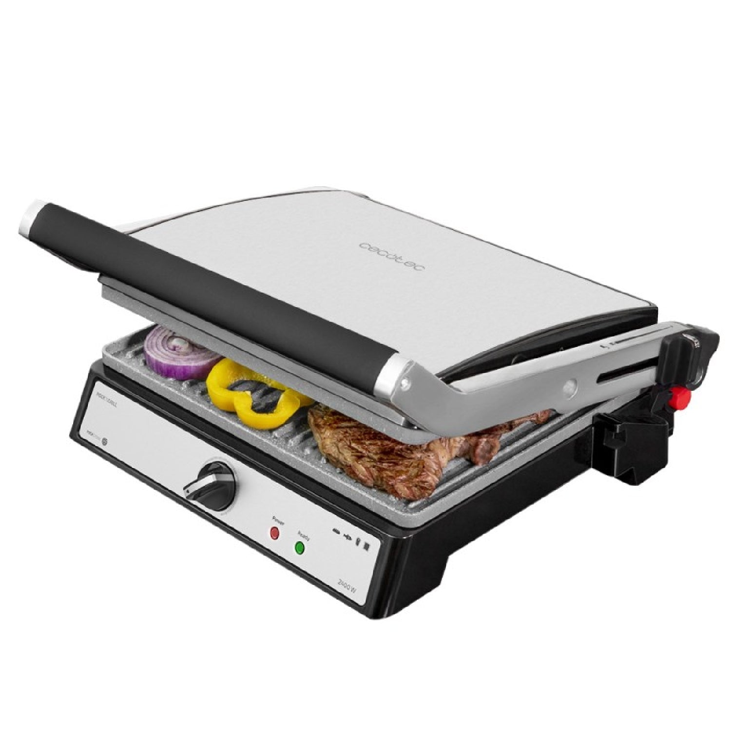 Parrilla Eléctrica Rock?ngrill 2400 Ultrarapid De 2400w De Potencia, Revestimiento De Piedra Rockstone, Apertura De 180º Y Placa Superior Flotante._0