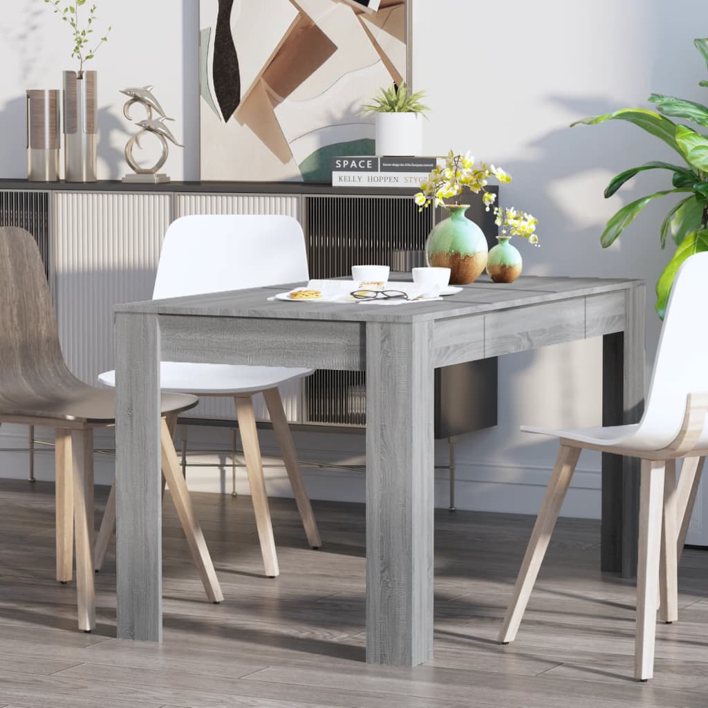 Mesa De Comedor Madera Contrachapada Gris Sonoma 140x74,5x76 Cm_3
