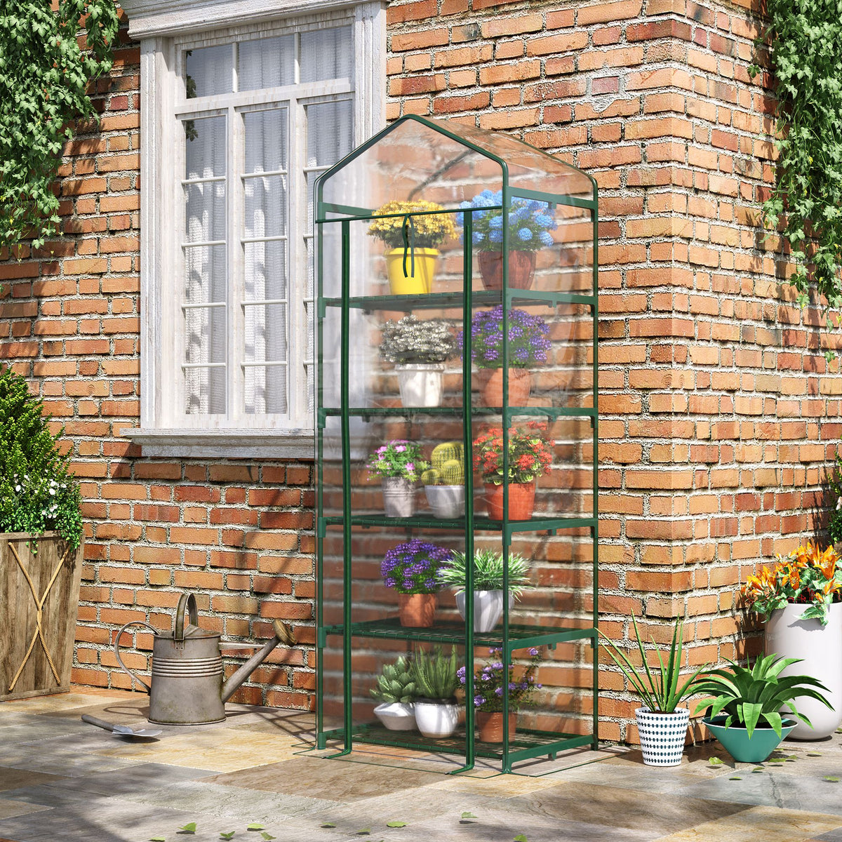 Invernadero De Jardín Con 5 Estables Outsunny 69x49x193cm Transparente_1