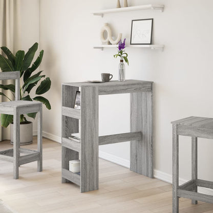 Mesa Alta Bar Con Estantes Madera Gris Sonoma 90x47,5x103,5 Cm_1