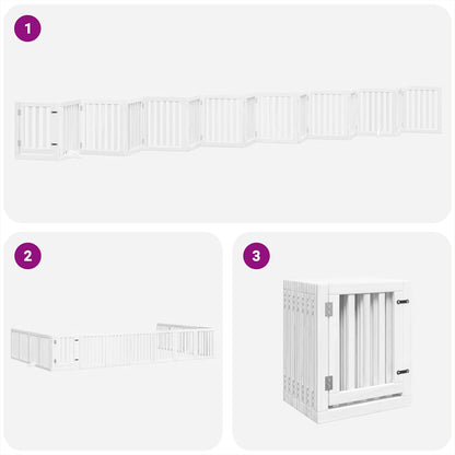 Vidaxl Puerta De Perros Plegable 15 Paneles Madera Álamo Blanca 750 Cm_3