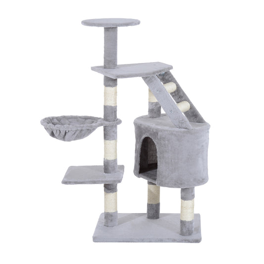 Pawhut Rascador Árbol Para Gatos Grande 55x40x125cm Postes Escalera Hamaca Gris_0