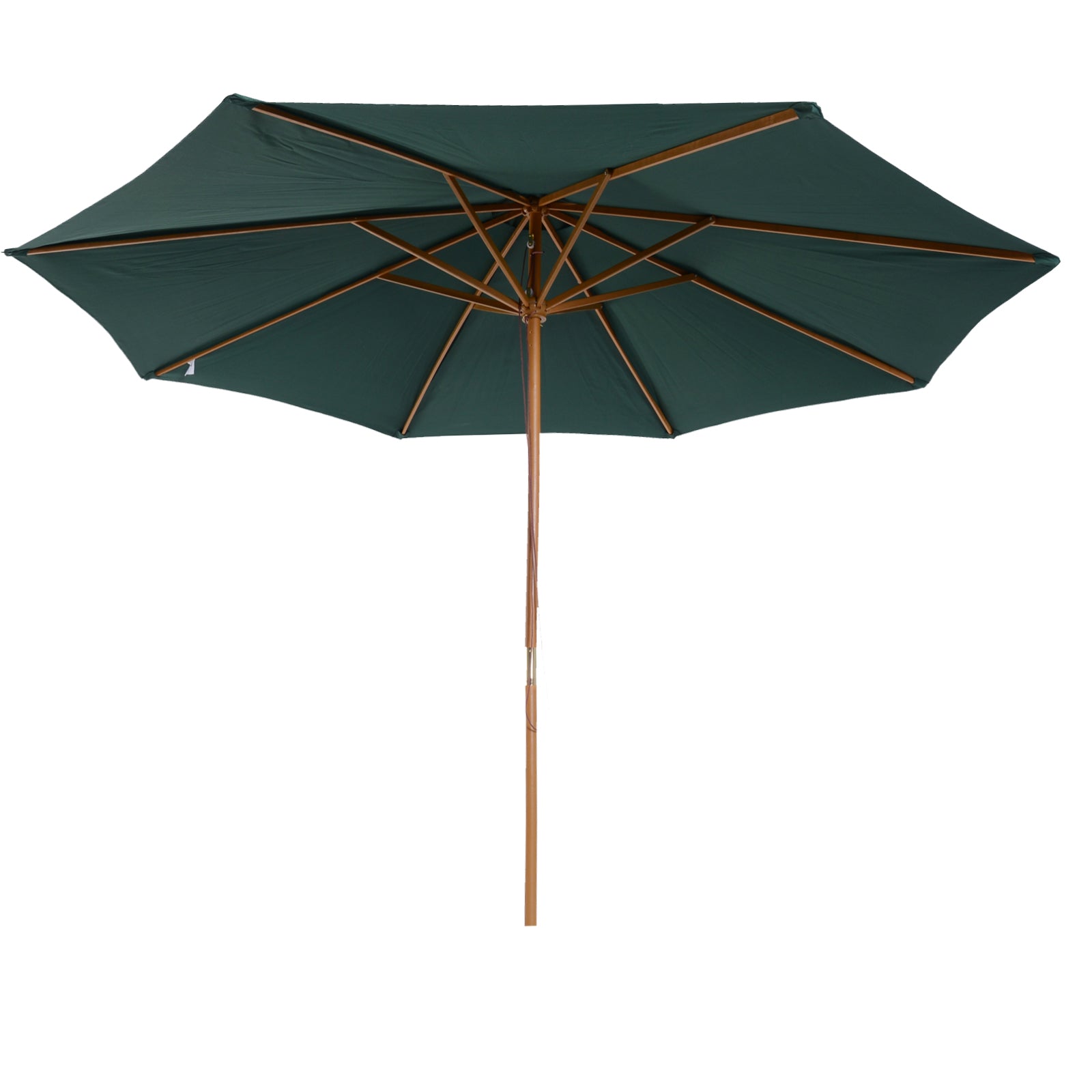 Outsunny Sombrilla Parasol Verde Diámetro 3m Madera Terraza Jardín Piscina_4