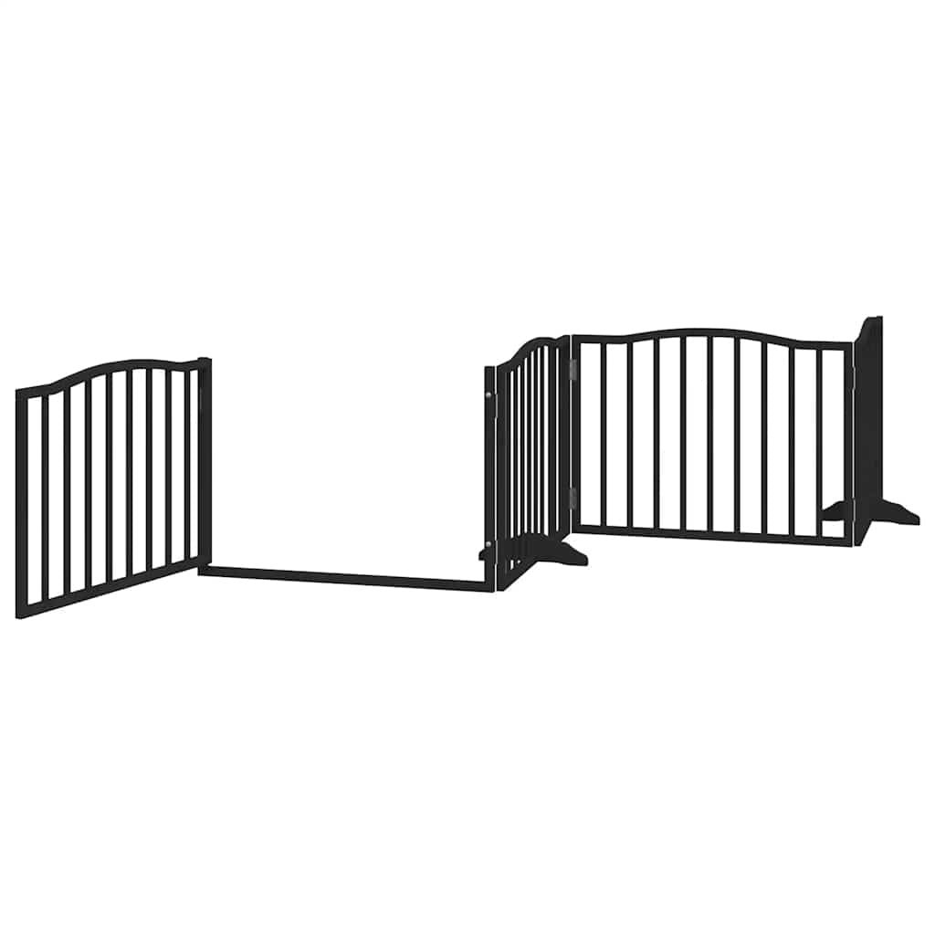 Vidaxl Puerta Para Perros Plegable 6 Paneles Madera Álamo Negra 480 Cm_3