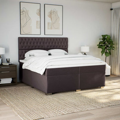 Cama Box Spring Con Colchón Tela Marrón Oscuro 200x200 Cm / Vetonek_5