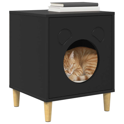 Casa Para Gatos Negro 42,5 X 40 X 53 Cm Madera De Ingeniería_2