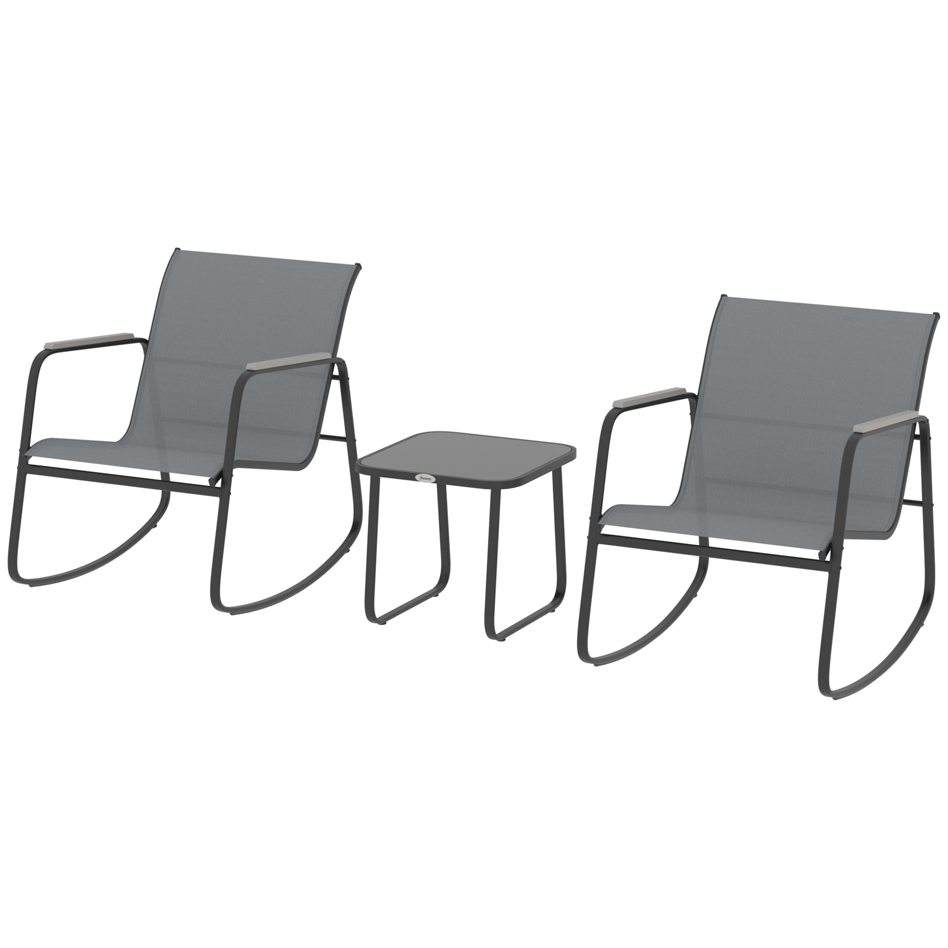 Outsunny Conjunto De Mesa Y Sillas De Terraza Exterior De 3 Piezas Gris_3