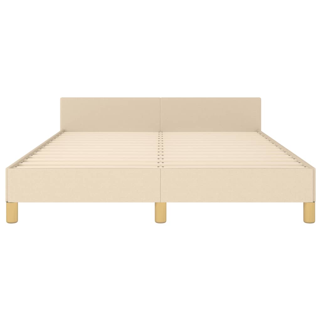 Estructura De Cama Con Cabecero De Tela Color Crema 140x190 Cm / Vetonek_5