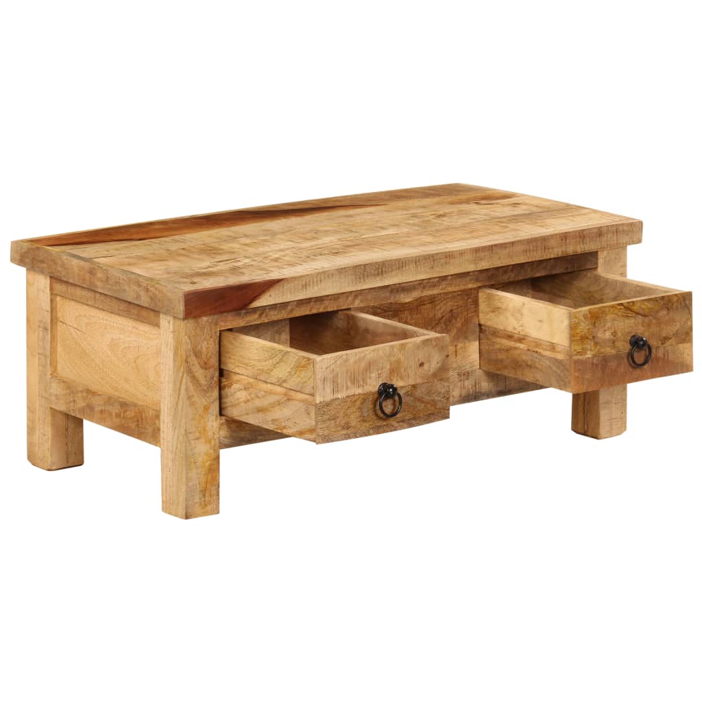 Mesa De Centro De Madera Maciza De Mango 90x45x35 Cm_1