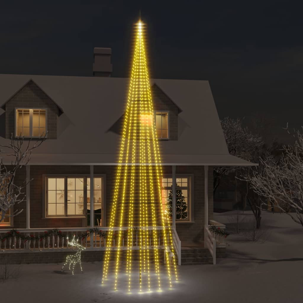 Vidaxl Árbol De Navidad En Asta De Bandera 1134led Blanco Cálido 800cm_1