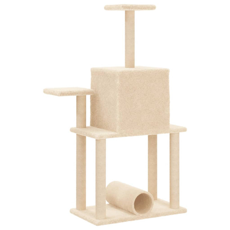Vidaxl Rascador Para Gatos Con Postes De Sisal Color Crema 122 Cm_5