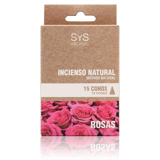 Incienso Natural 15 Conos Rosas SYS Aromas | Fragancia Floral | Ambiente Relajante | Aroma Duradero_0