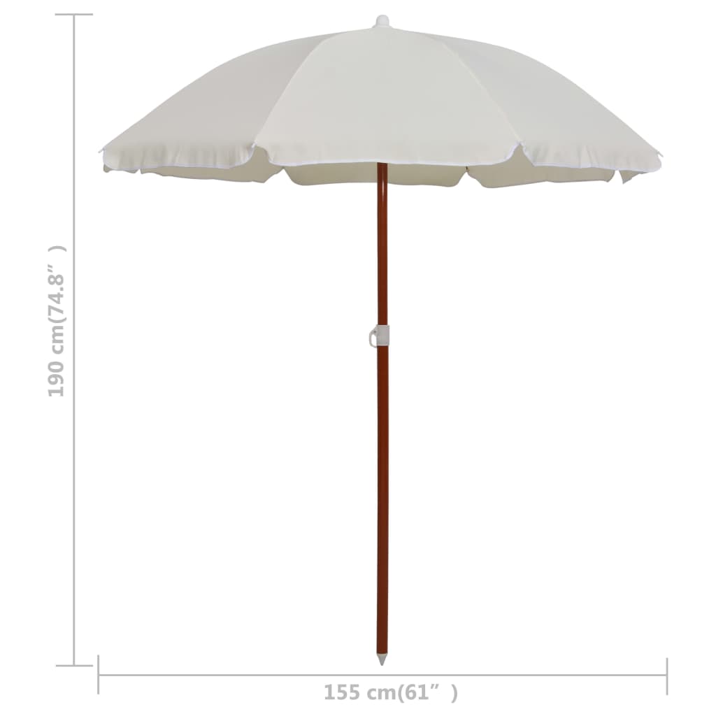 Sombrilla Con Palo De Acero Blanco Arena 180 Cm_3