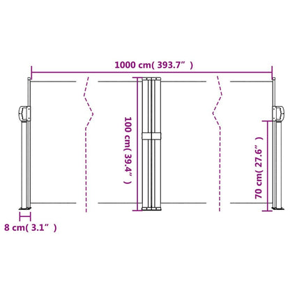 Vidaxl Toldo Lateral Retráctil Azul 100x1000 Cm_2