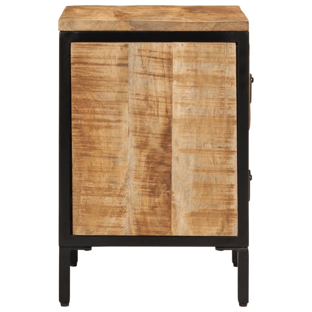 Mesita De Noche 2 Cajones Madera Maciza Mango Rugosa 40x35x53cm_2
