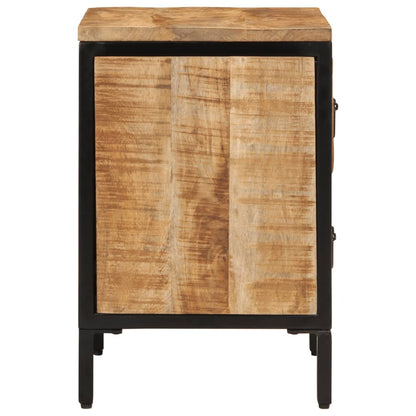 Mesita De Noche 2 Cajones Madera Maciza Mango Rugosa 40x35x53cm_2