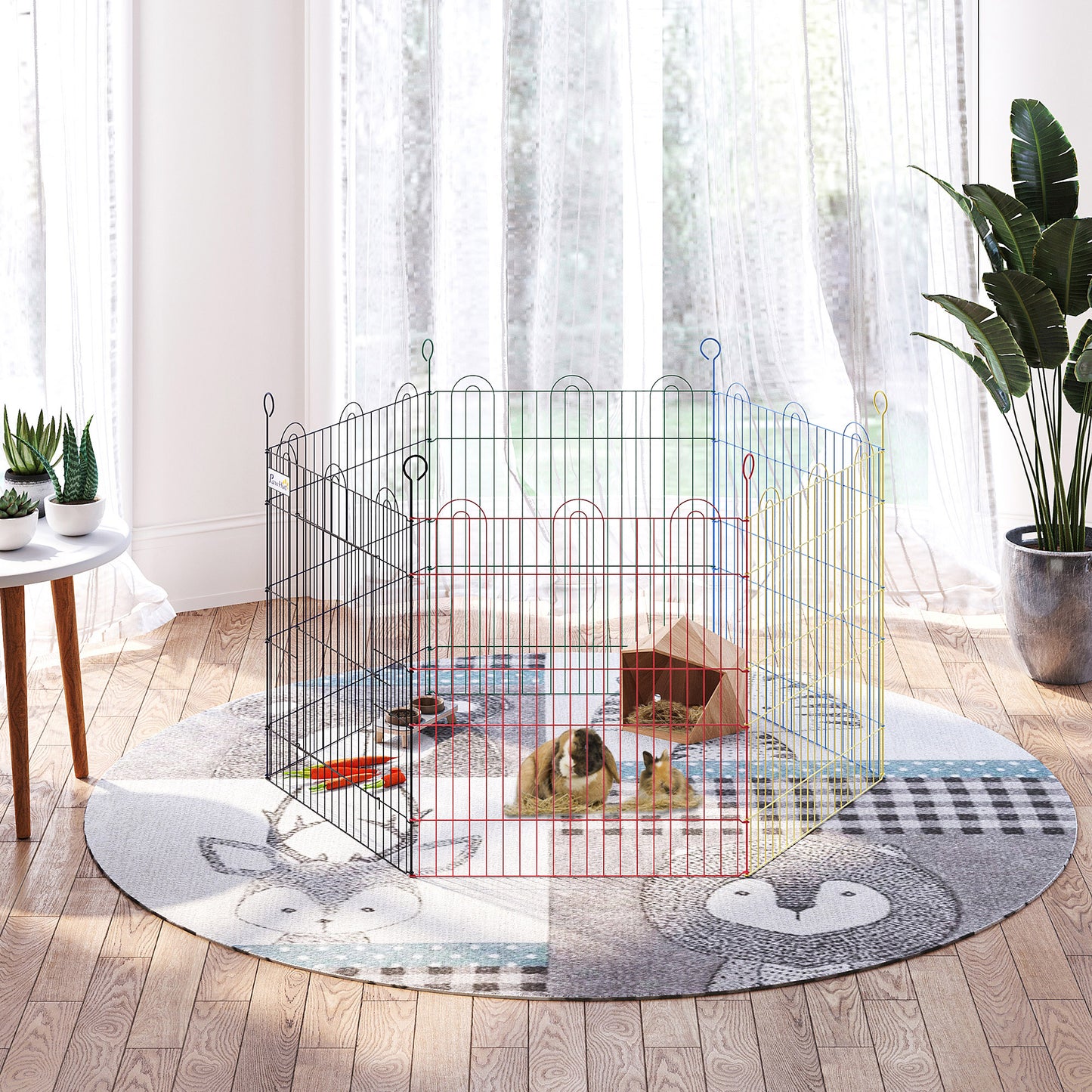 Pawhut Parque Plegable Para Mascotas De 6 Paneles De Alambre Para Jardín Ø120x66_1