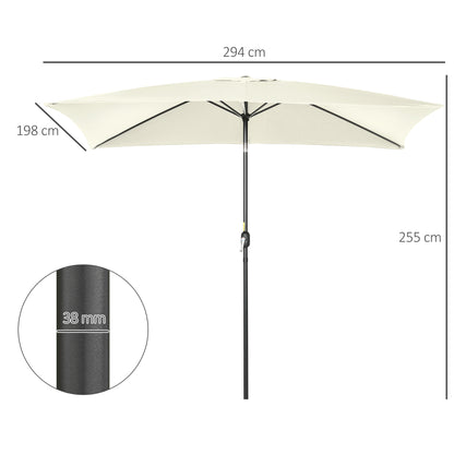 Outsunny Sombrilla De Terraza Exterior 200x300 Cm Con Ángulo Ajustable Crema_2