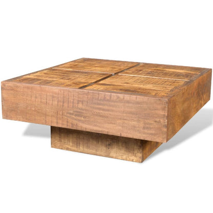 Mesa De Centro Cuadrada Madera Maciza De Mango Marrón_2