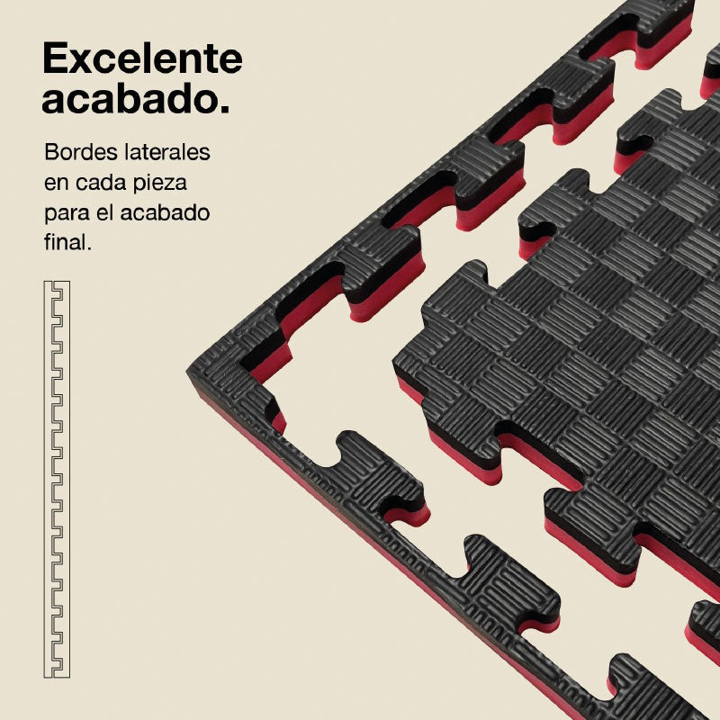 Jowy Tatami Puzzle 2,5cm 100x100cm, Pack 4 Unidades – Alta Densidad Negro/rojo_2