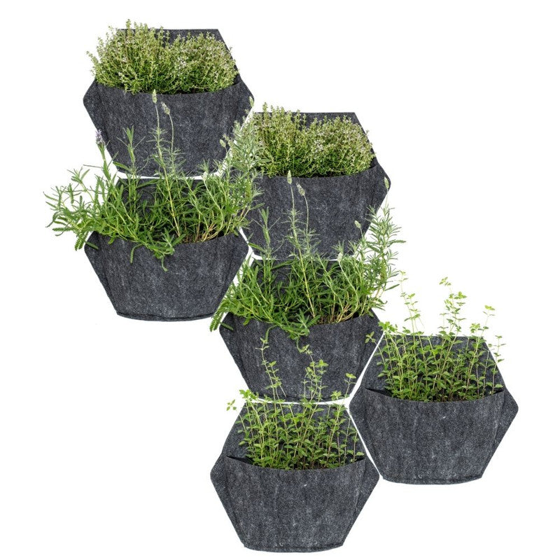 Jardín Vertical Modular Citysens Con Riego Manual De 6 Maceteros – Blanco Con Funda Téxtil Reciclada_1