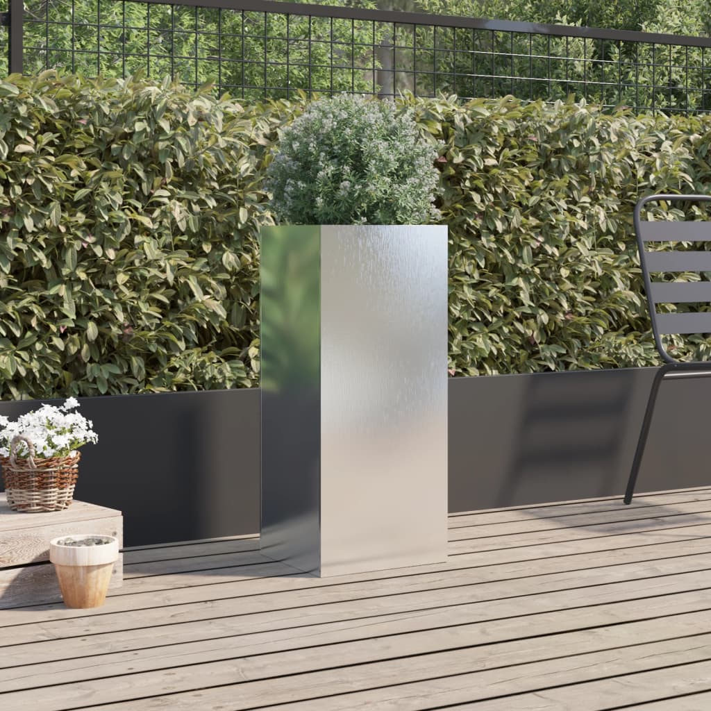 Jardinera De Acero Inoxidable Plateado 32x29x75 Cm_2