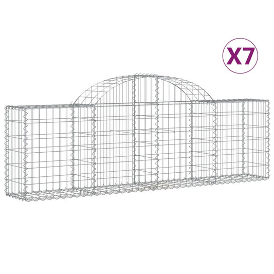 Cestas De Gaviones 7 Uds Forma De Arco Hierro 200x30x60/80 Cm_0