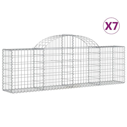 Cestas De Gaviones 7 Uds Forma De Arco Hierro 200x30x60/80 Cm_0