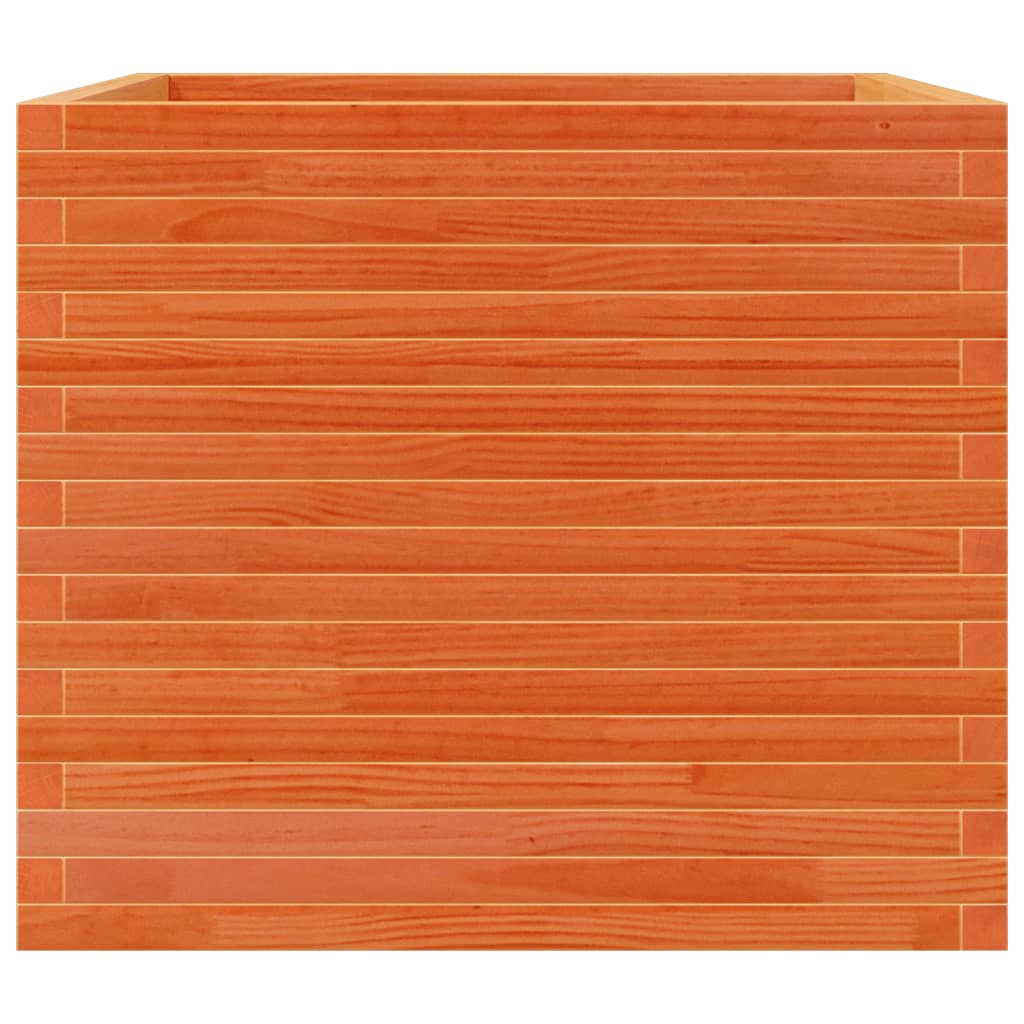 Jardinera Madera Maciza De Pino Marrón Cera 80x80x68,5 Cm_5