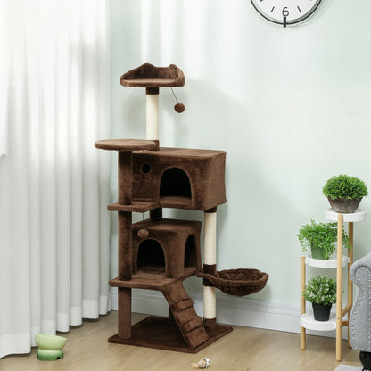 Pawhut Árbol Rascador Para Gatos 140 Cm Con Múltiples Plataformas Marrón_1