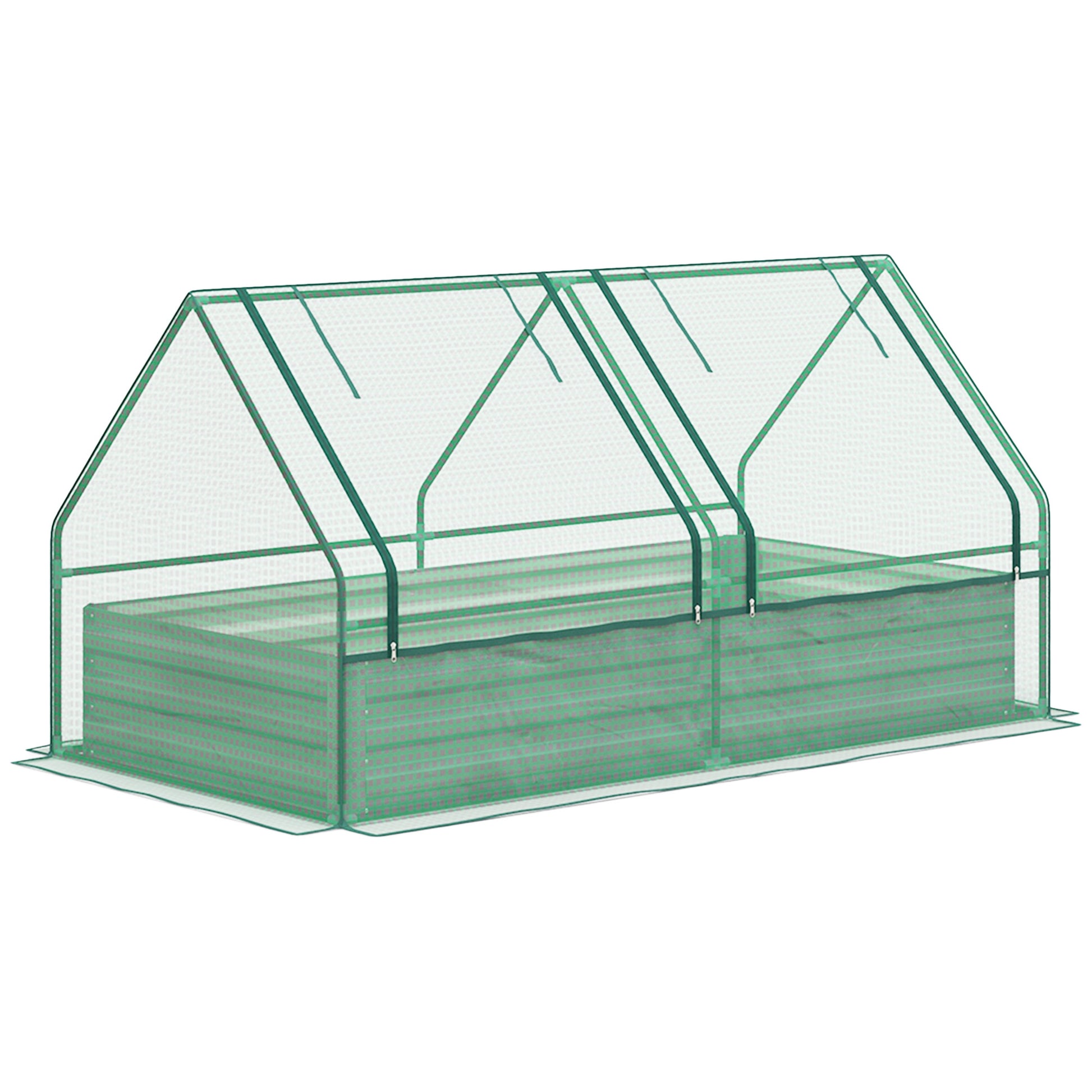 Outsunny Jardinera Exterior Grande De Acero Galvanizado Con Mini Invernadero_0