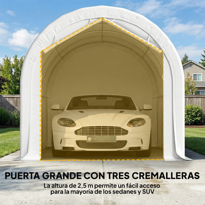 Outsunny Carpa Garaje 3x6 M Impermeable Con Puerta Enrollable Y Ventanas Blanco_5