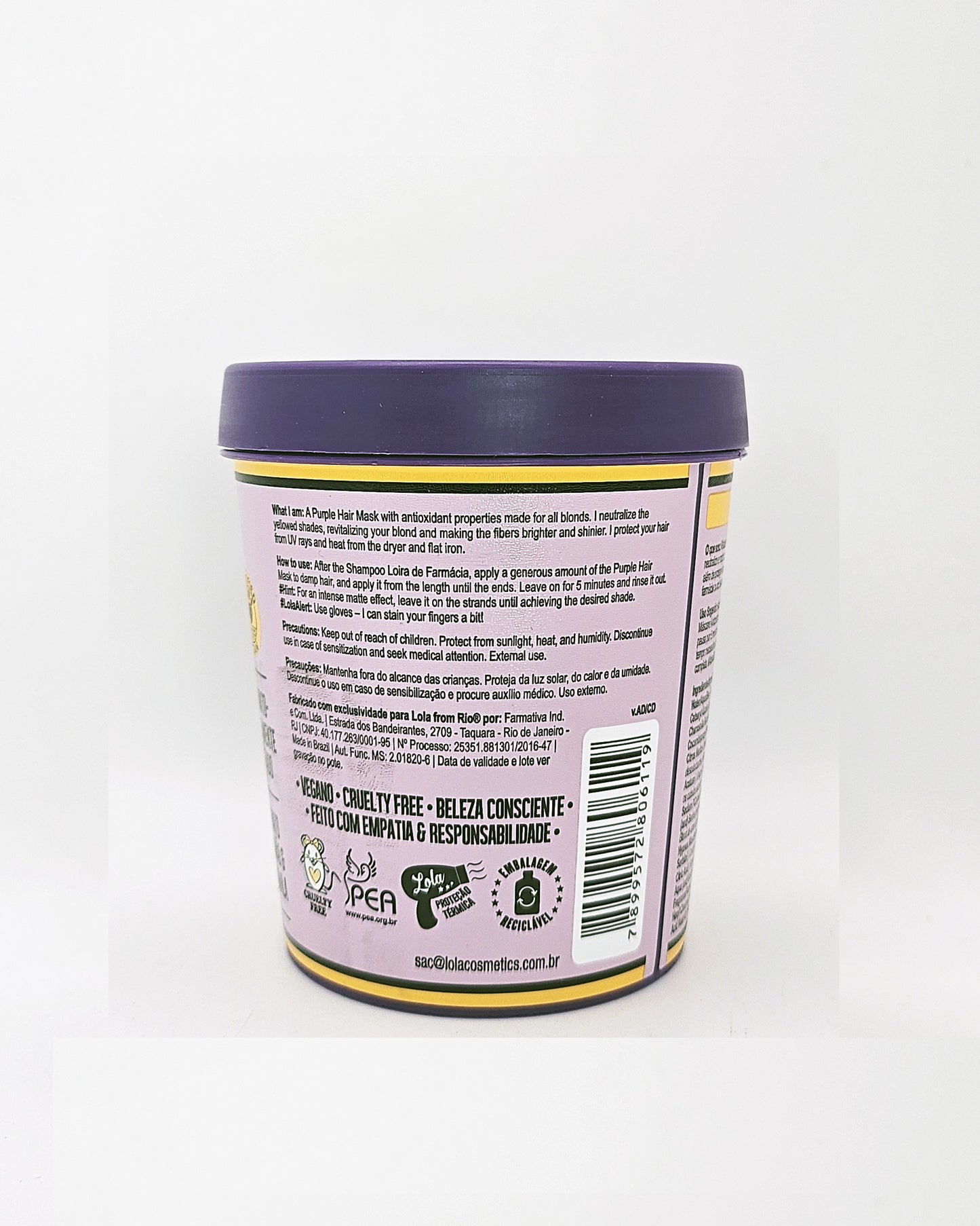 Mascarilla Matizadora Loira De Farmácia Lola Cosmetics 230g_1