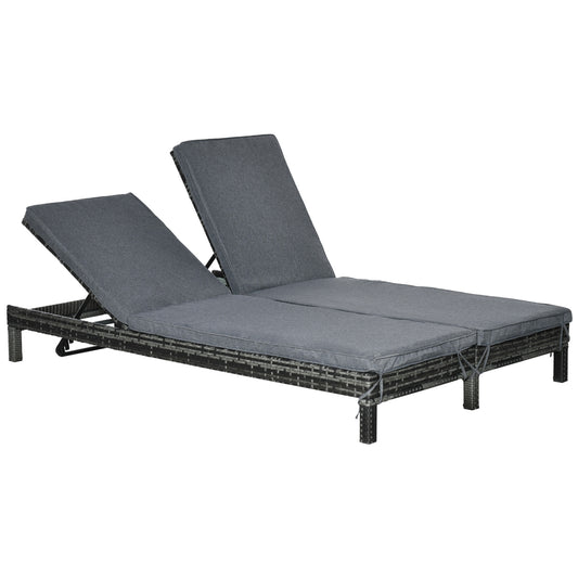 Outsunny Tumbona De Ratán 2 Plazas Con Cojines Acolchados Respaldo Regulable 220_0