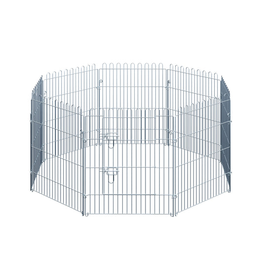 Pawhut Parque Para Perros De 8 Piezas 63x76 Cm Con 1 Puerta Plata_0