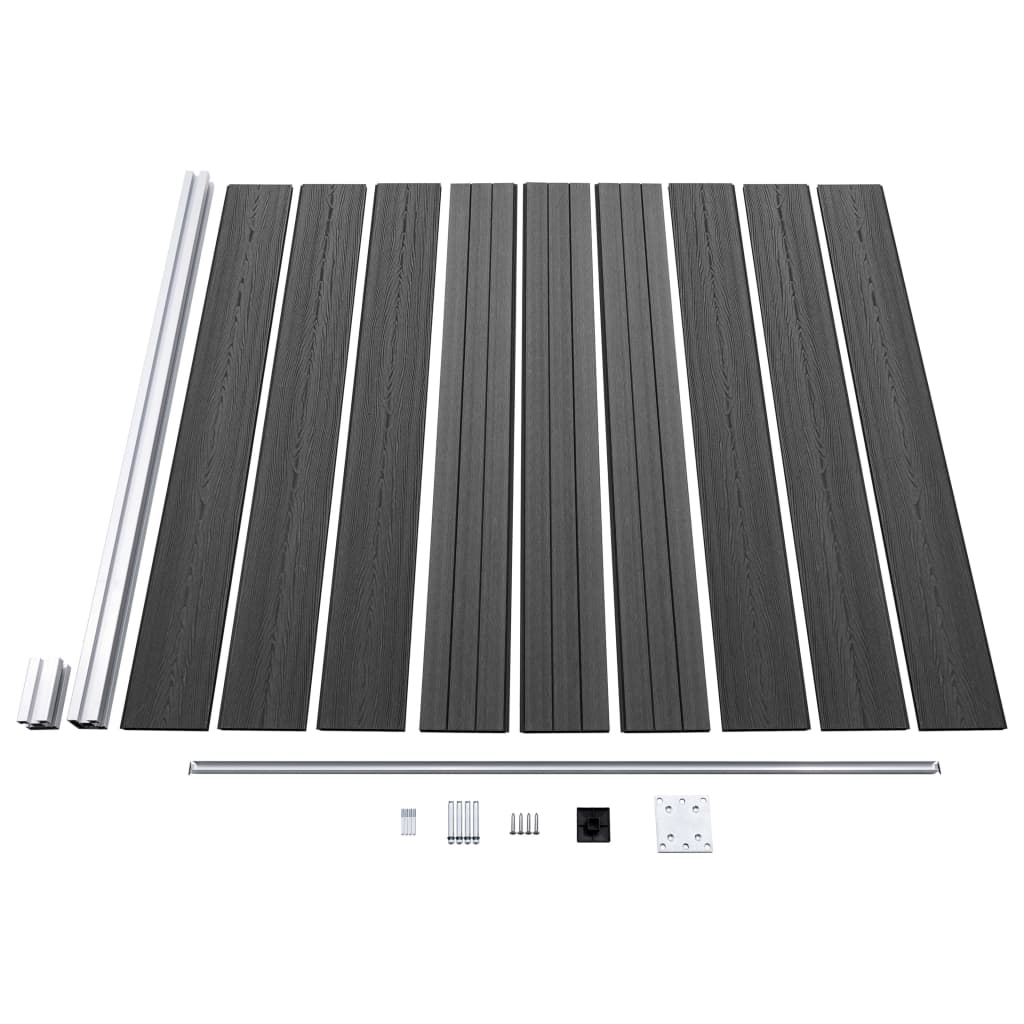 Juego De Paneles De Valla Wpc Negro 1045x186 Cm / Vetonek_5