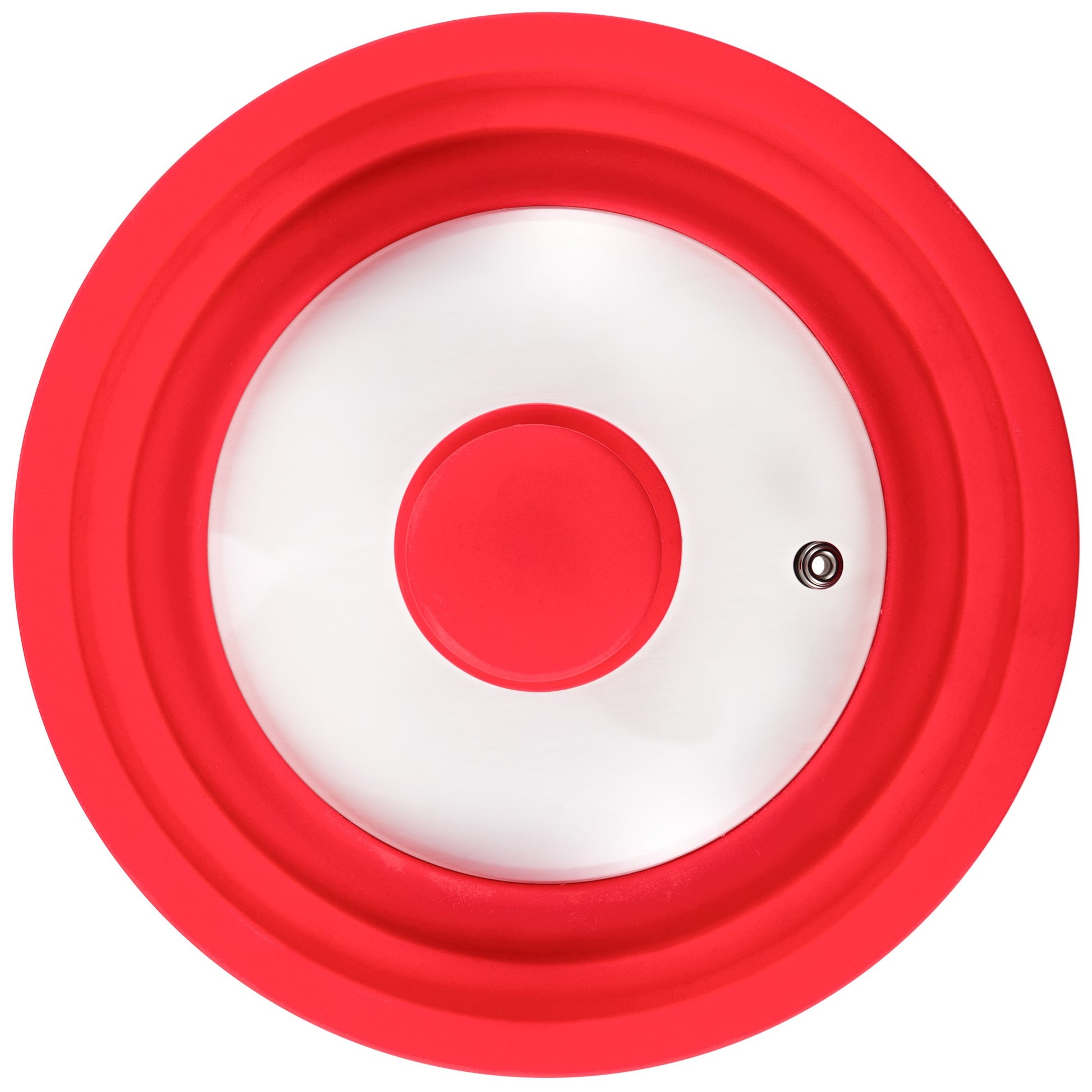 Juego De 3 Sartenes 16/20/24 Cm, Rojo, Y Tapa Universal En Rojo, Aluminio Prensado, Inducción