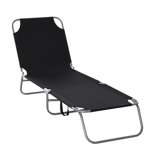 Outsunny Tumbona Plegable Respaldo Ajustable En 5 Niveles 187x55x24 Cm Negro_0