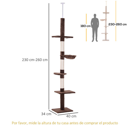Pawhut Árbol Rascador Para Gatos De 230-260 Cm_2