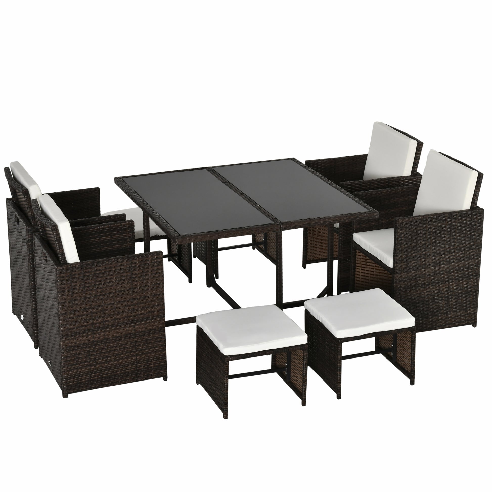 Outsunny Conjunto De Muebles Jardín Comedor 9 Piezas De Ratán Apilables Marrón_0
