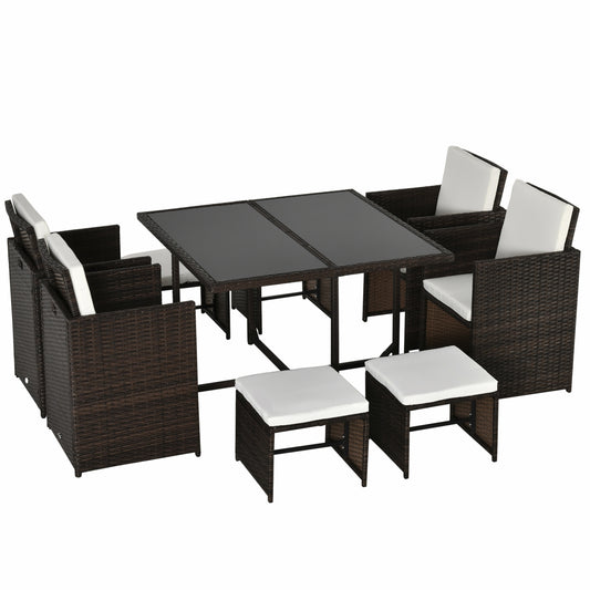 Outsunny Conjunto De Muebles Jardín Comedor 9 Piezas De Ratán Apilables Marrón_0
