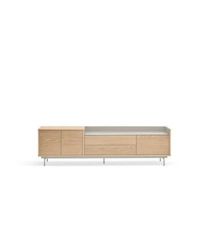 Mueble Para Televisión Modelo Valley 3 Puertas 2 Cajones Acabado Roble/gris Claro, 40cm(a_1