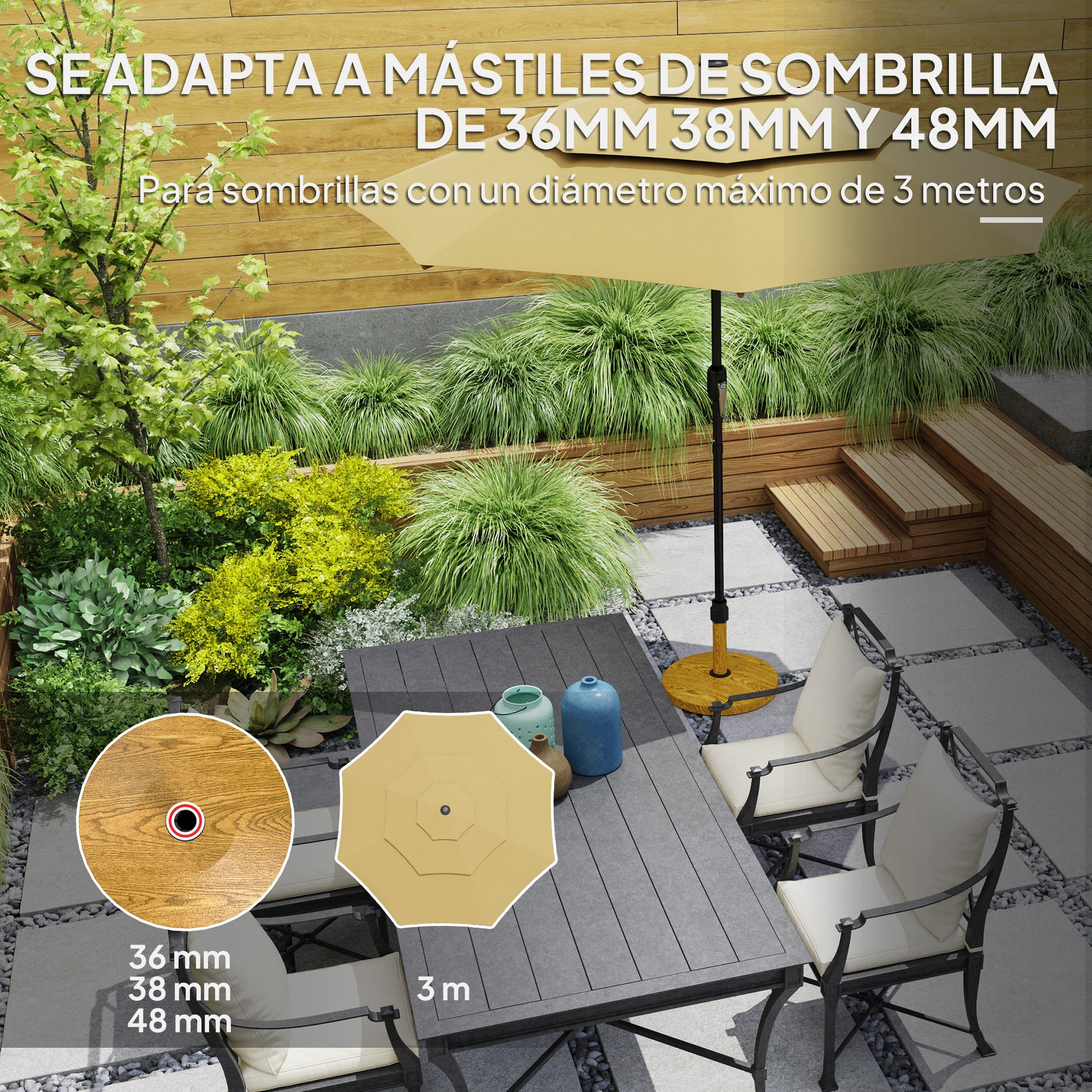 Outsunny Base Para Sombrilla Con Relleno De Cemento Peso 24,5 Kg Natural_3