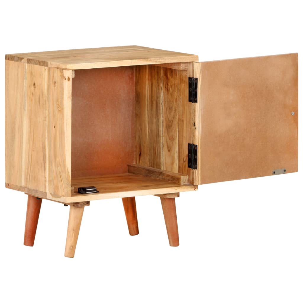Mesita De Noche De Madera Maciza De Acacia 40x30x50 Cm_3