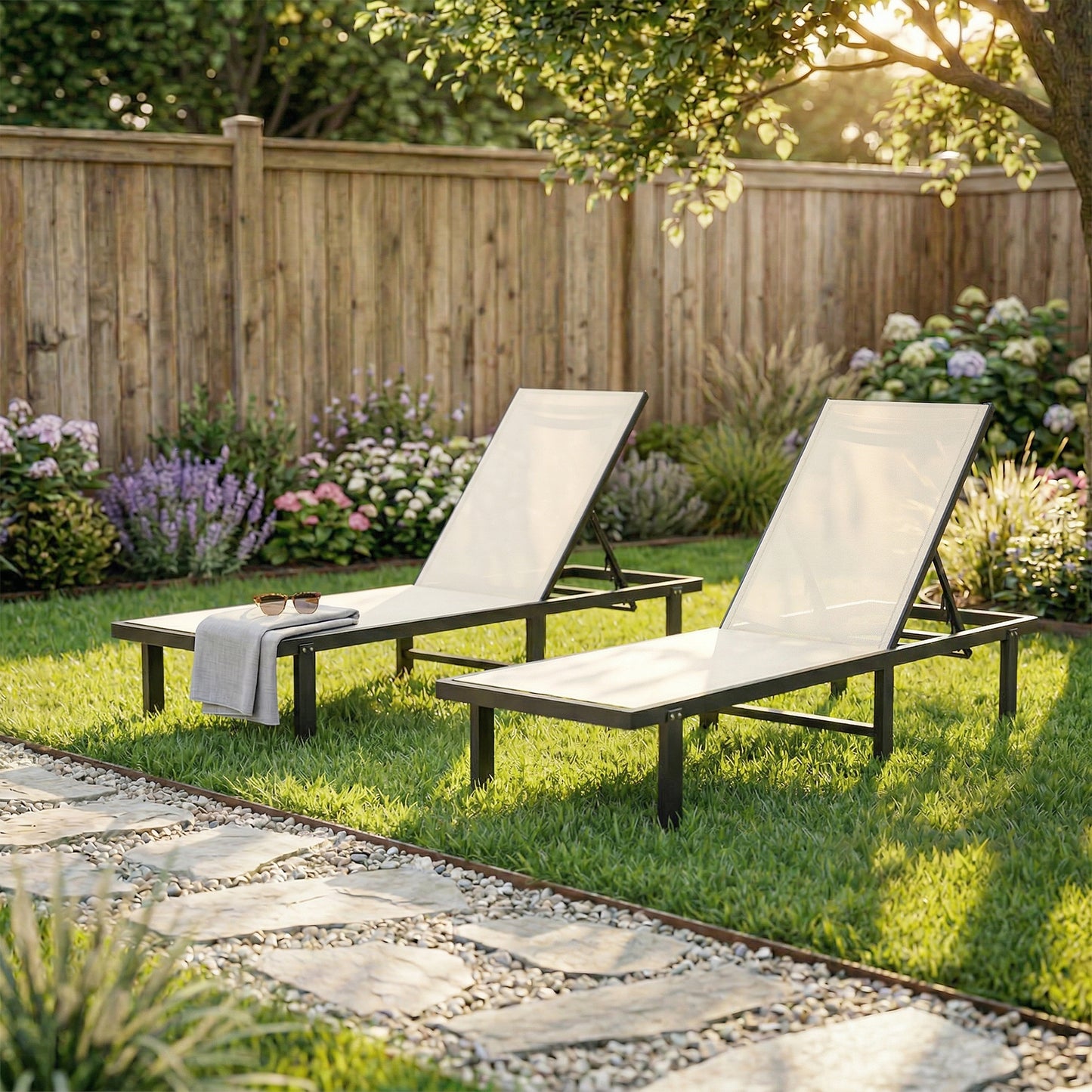 Outsunny Set De 2 Tumbonas De Jardín Exterior Reclinables Con Ruedas Beige_4