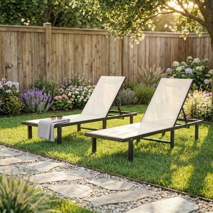 Outsunny Set De 2 Tumbonas De Jardín Exterior Reclinables Con Ruedas Beige_4