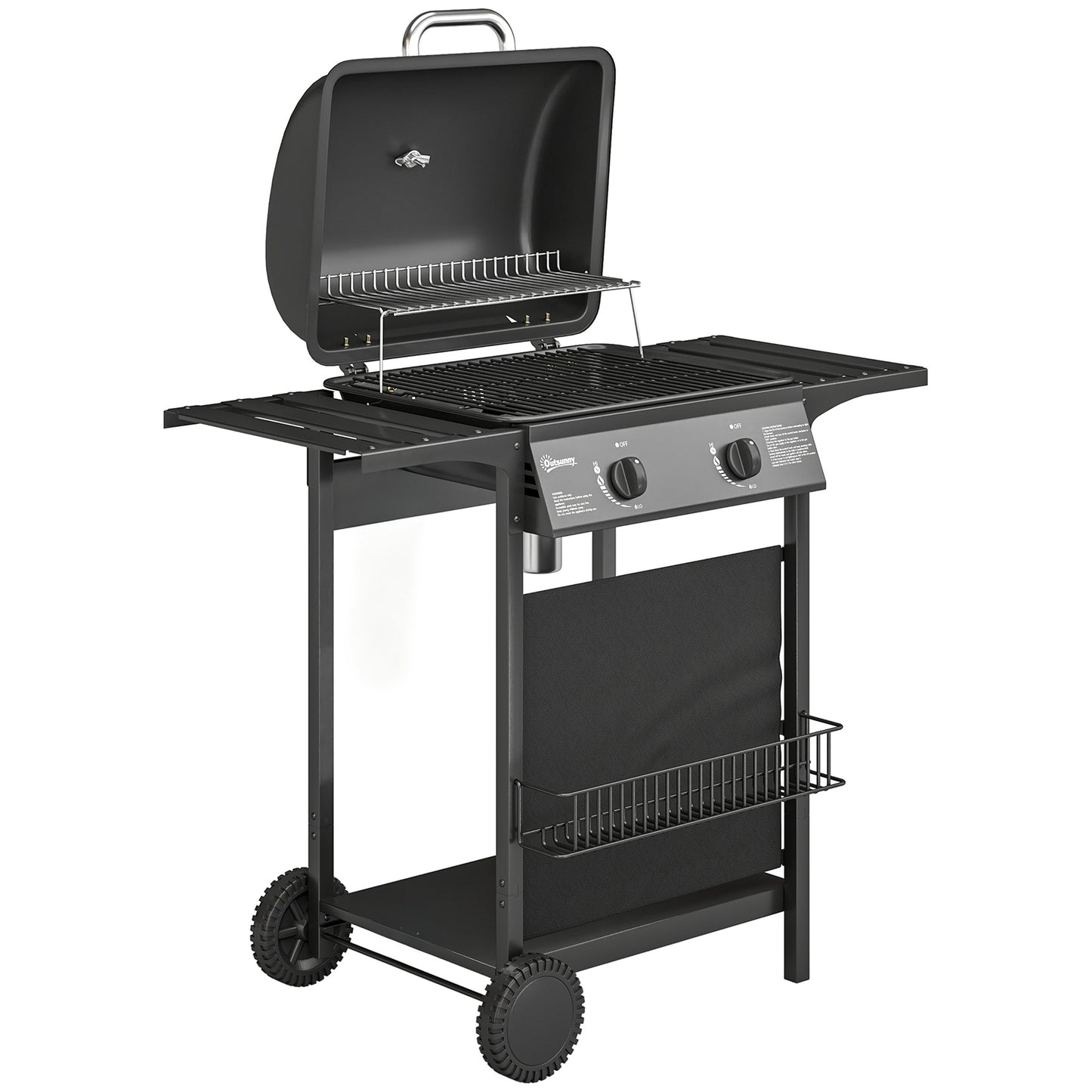 Outsunny Barbacoa De Gas Bbq Gas Con 2 Quemadores 5 Kw Con Termómetro_0