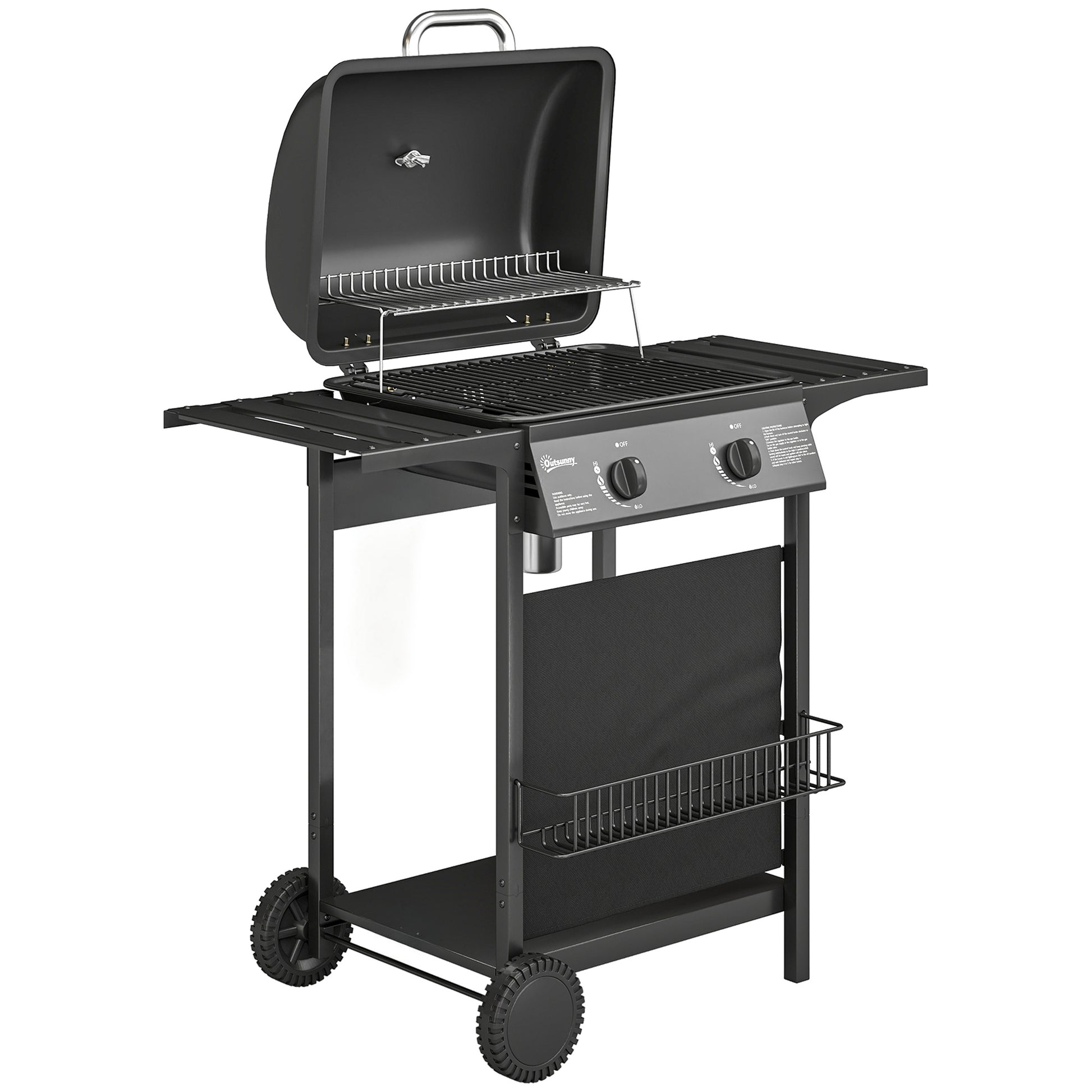 Outsunny Barbacoa De Gas Bbq Gas Con 2 Quemadores 5 Kw Con Termómetro_0