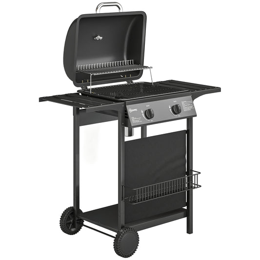 Outsunny Barbacoa De Gas Bbq Gas Con 2 Quemadores 5 Kw Con Termómetro_0